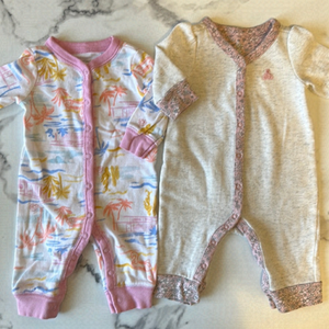 BUNDLE 0-3 month Footless Snap Button One Piece Onesies Sleepers Infant Pyjamas
